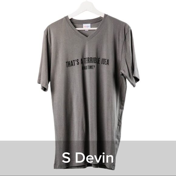 Lularoe Devin Short Sleeve V-neck Unisex Tee - Size Small - Picture 1 of 6